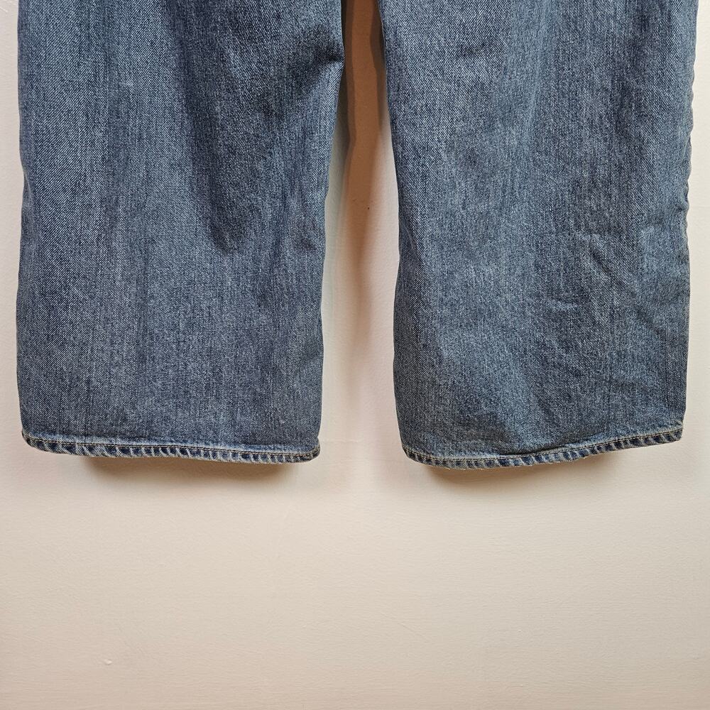 Old Navy Extra High Rise Loose Fit Wide Leg Distressed Jeans 12 Blue Baggy - Picture 7 of 8